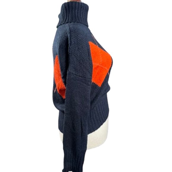 Tommy Hilfiger Navy Red Argyle British Heritage Cozy Holiday Turtleneck (Size L) - Picture 9 of 16